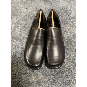 Franco Sarto Flex Women’s 11 Black Leather Slip On Comfort Loafers With Box